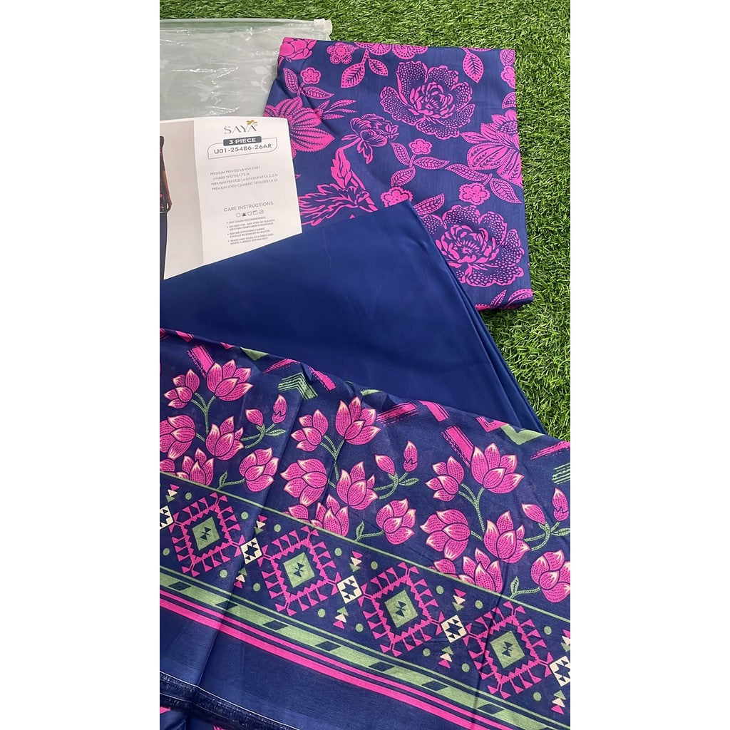 SAYA Unstitched Printed Lawn 3 Piece