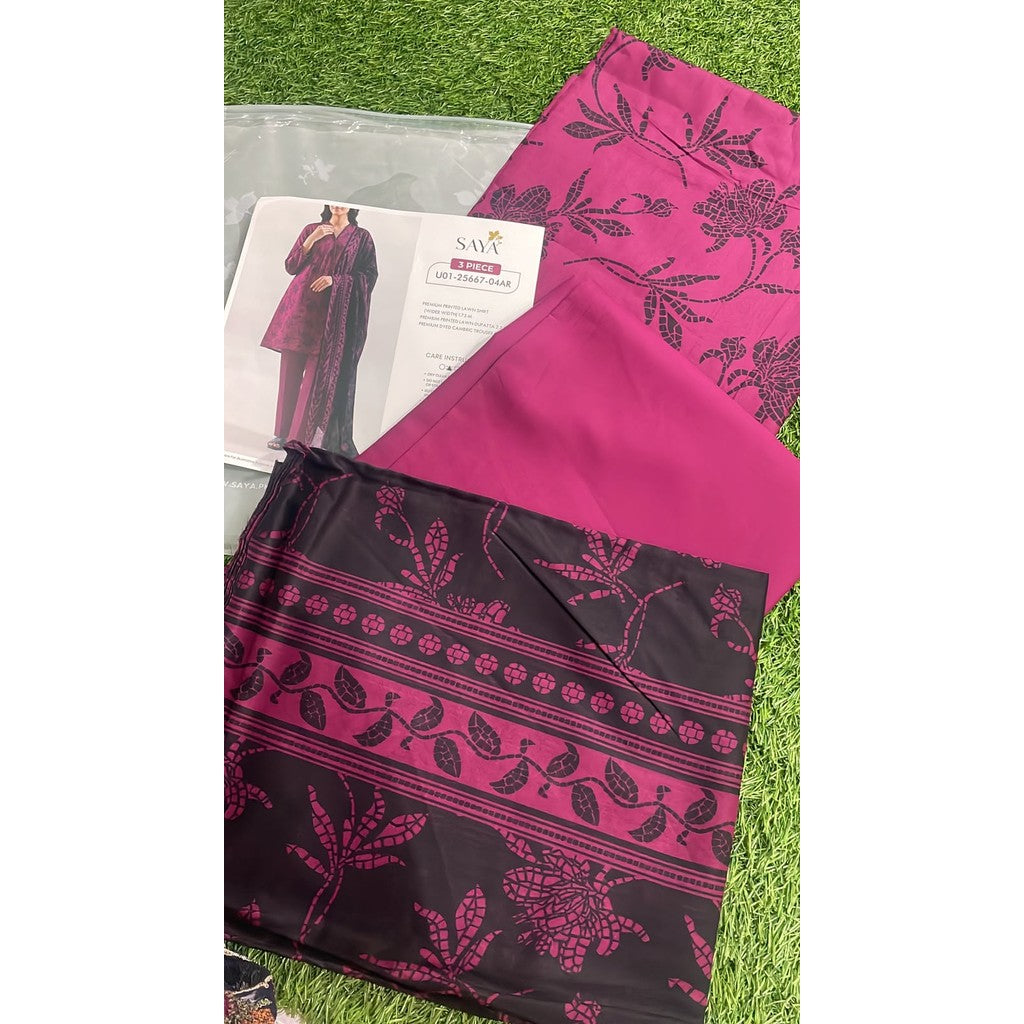 SAYA Unstitched Printed Lawn 3 Piece
