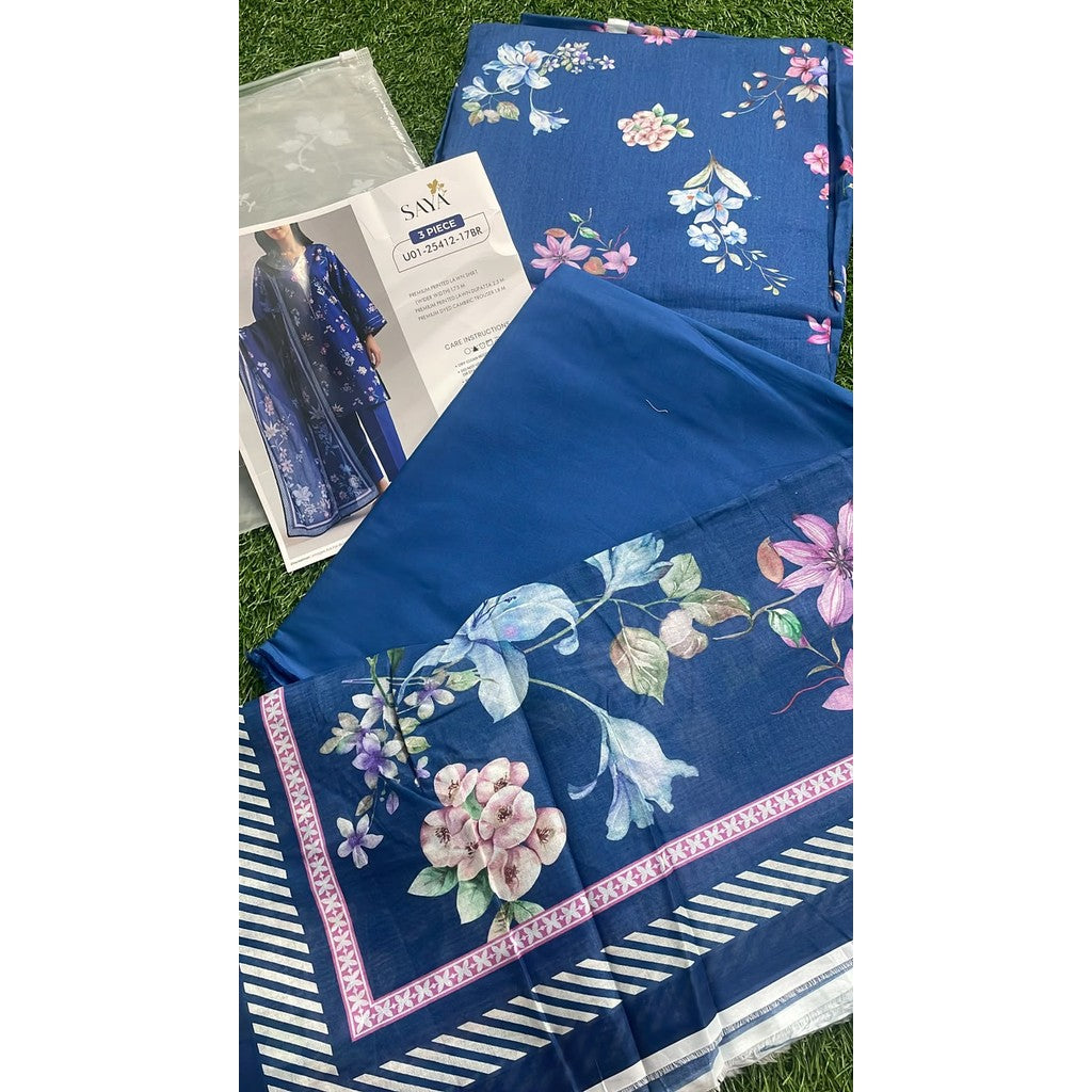SAYA Unstitched Printed Lawn 3 Piece