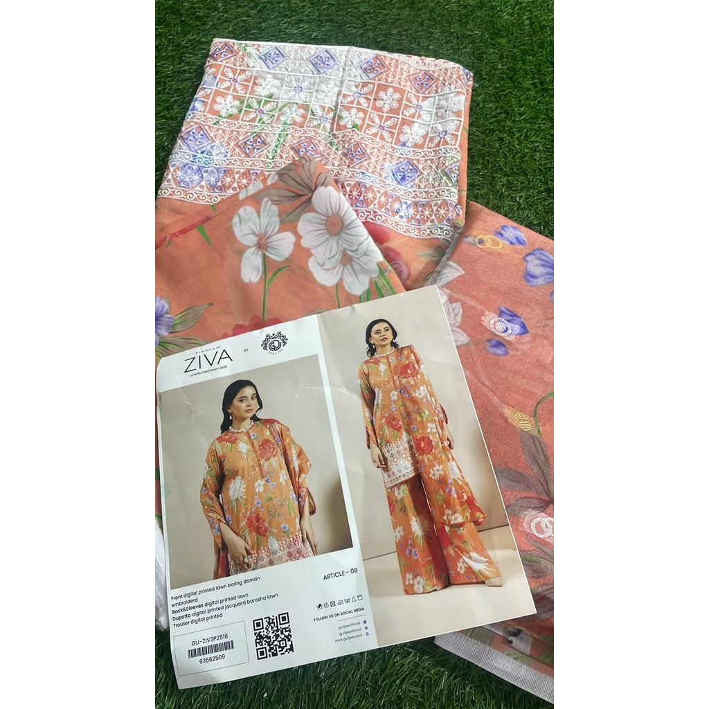 Ziva Premium Unstitched Lawn Edit By GULJEE GU-ZIV3P2518