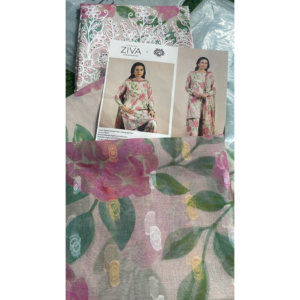 Ziva Premium Unstitched Lawn Edit By GULJEE GU-ZIV3P2518