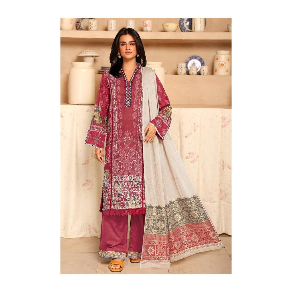 JH-209-DMR Johra Dimora Printed Lawn with Jacquard Lawn Dupatta