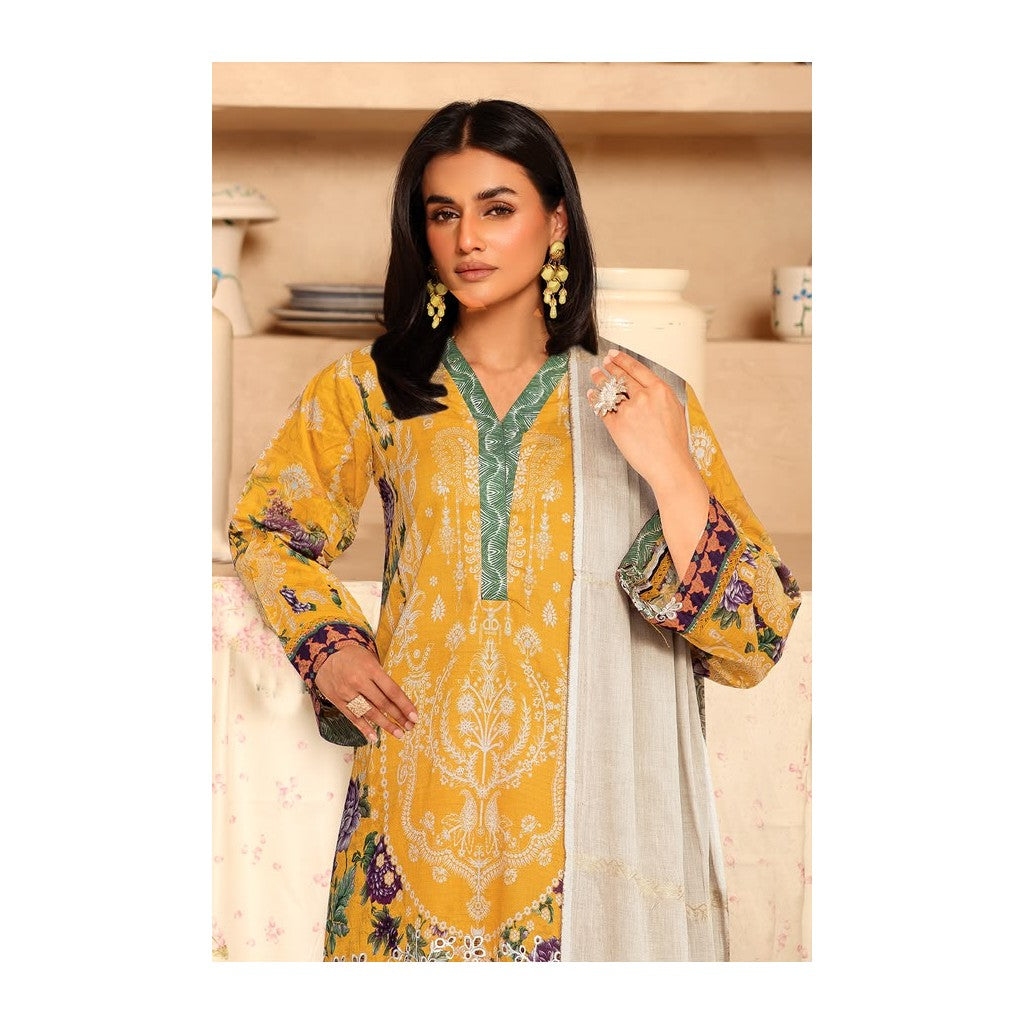 JH-210-DMR Johra Dimora Printed Lawn with Jacquard Lawn Dupatta