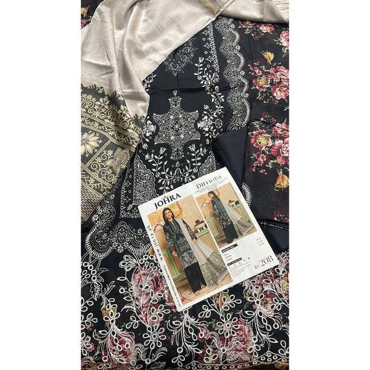 JH-208-DMR Johra Dimora Printed Lawn with Jacquard Lawn Dupatta