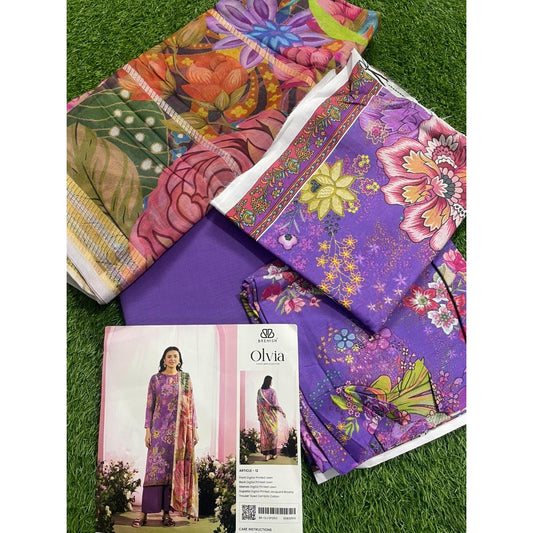 OLVIA 3-Piece Unstitched Digital Printed Lawn Suit by BRENISH