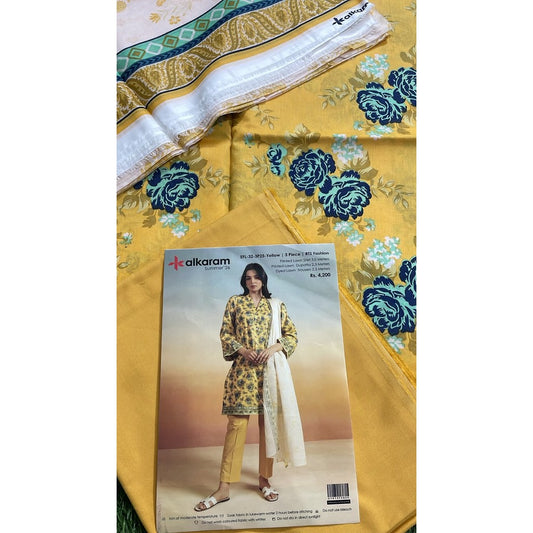 Alkaram Summer '26 Printed Lawn 3-Piece Suit – EFL-32-3P25 Yellow