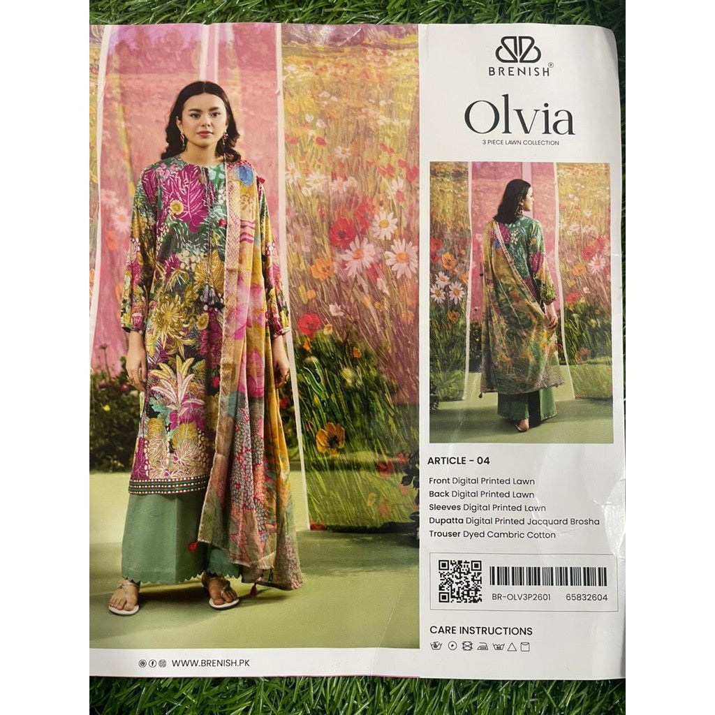 OLVIA 3-Piece Unstitched Digital Printed Lawn Suit by BRENISH