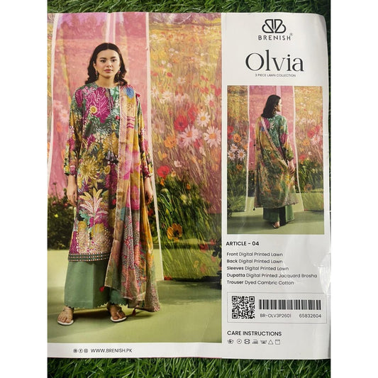 OLVIA 3-Piece Unstitched Digital Printed Lawn Suit by BRENISH