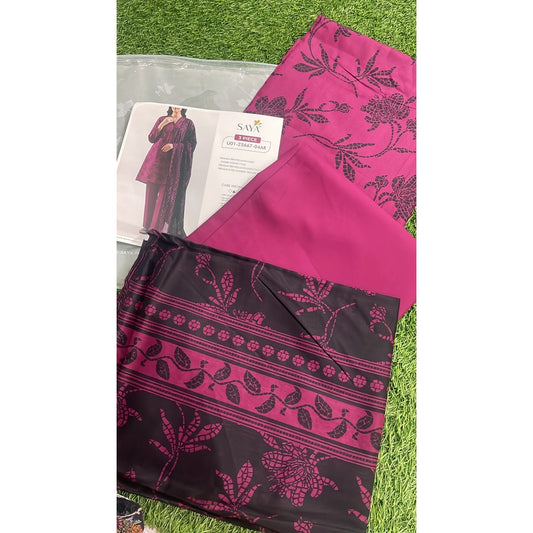 SAYA Unstitched Printed Lawn 3 Piece