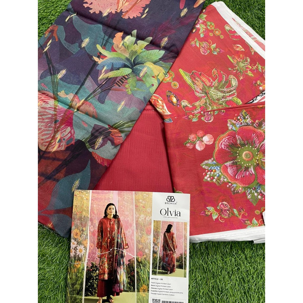 OLVIA 3-Piece Unstitched Digital Printed Lawn Suit by BRENISH