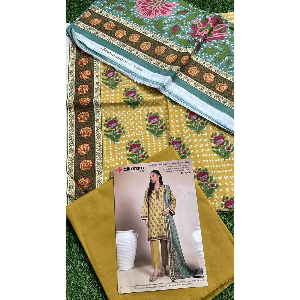 Alkaram Summer '26 Printed Lawn 3-Piece Suit – EFL-43-3P25 Sunflower