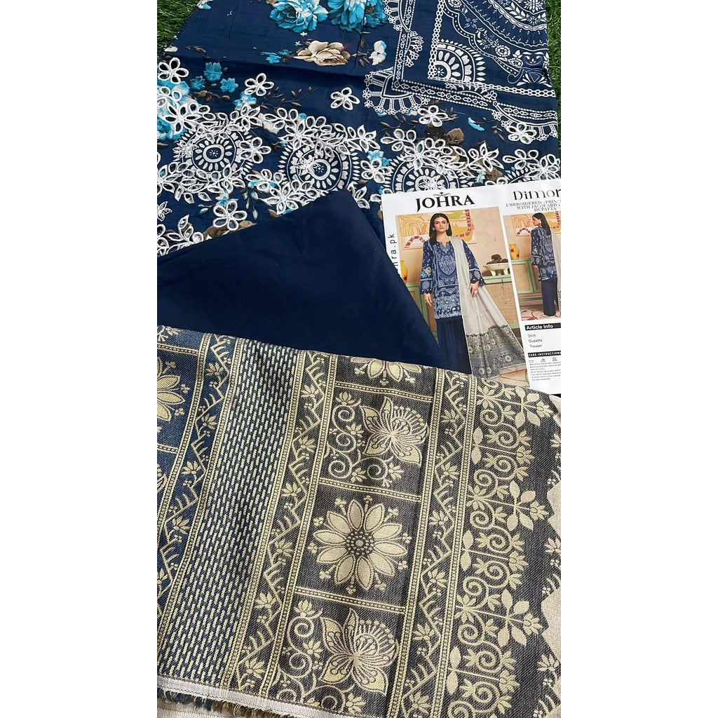 JH-211-DMR Johra Dimora Printed Lawn with Jacquard Lawn Dupatta
