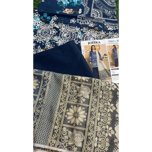 JH-211-DMR Johra Dimora Printed Lawn with Jacquard Lawn Dupatta