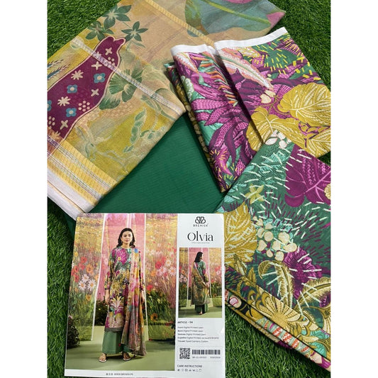 OLVIA 3-Piece Unstitched Digital Printed Lawn Suit by BRENISH
