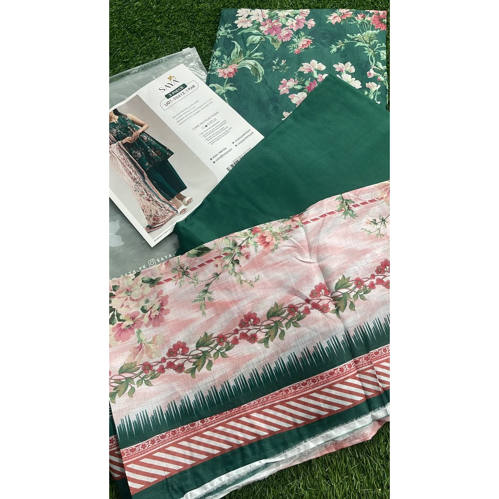 SAYA Unstitched Printed Lawn 3 Piece