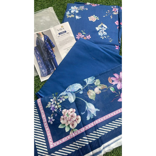 SAYA Unstitched Printed Lawn 3 Piece