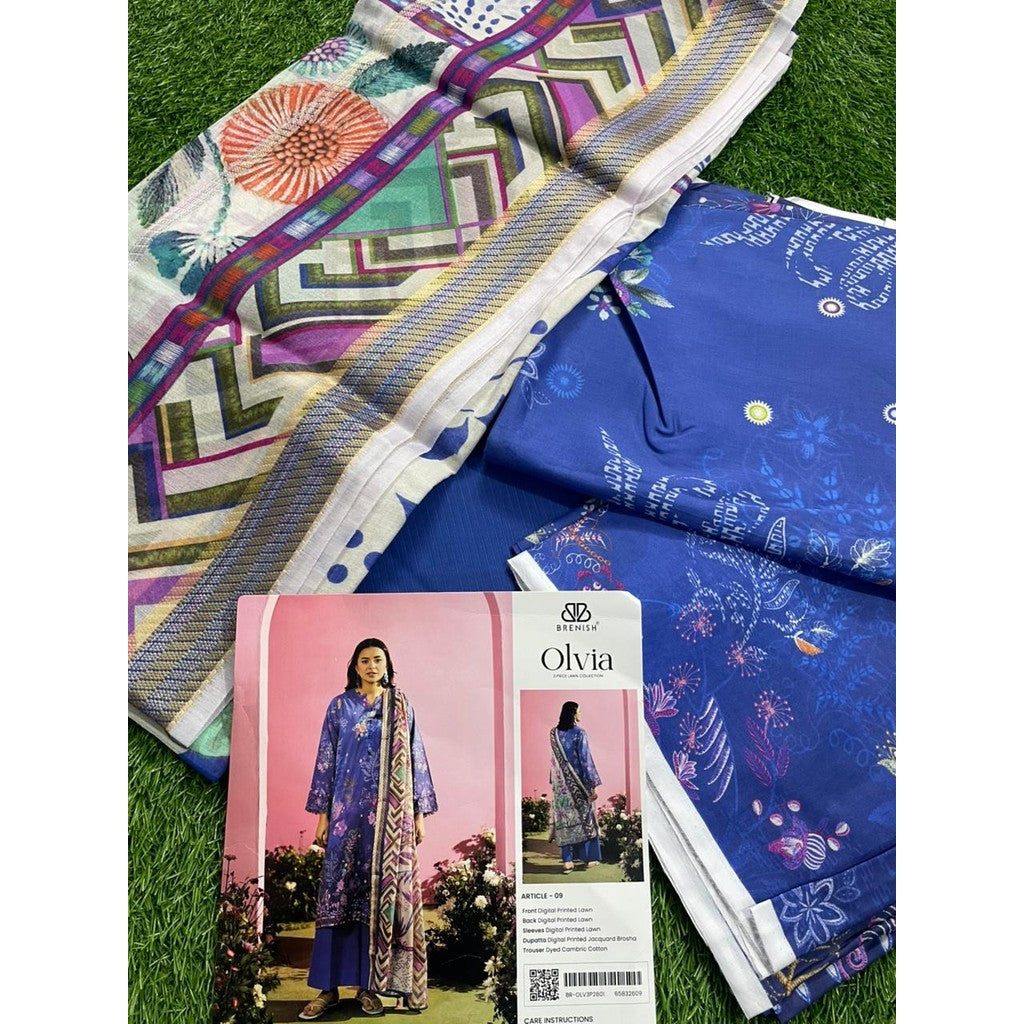 OLVIA 3-Piece Unstitched Digital Printed Lawn Suit by BRENISH