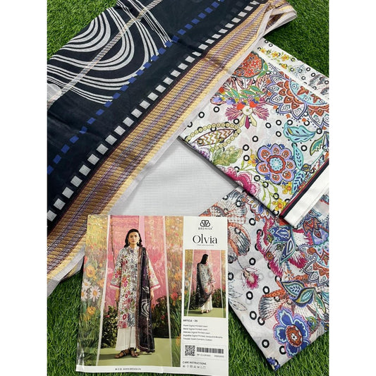 OLVIA 3-Piece Unstitched Digital Printed Lawn Suit by BRENISH