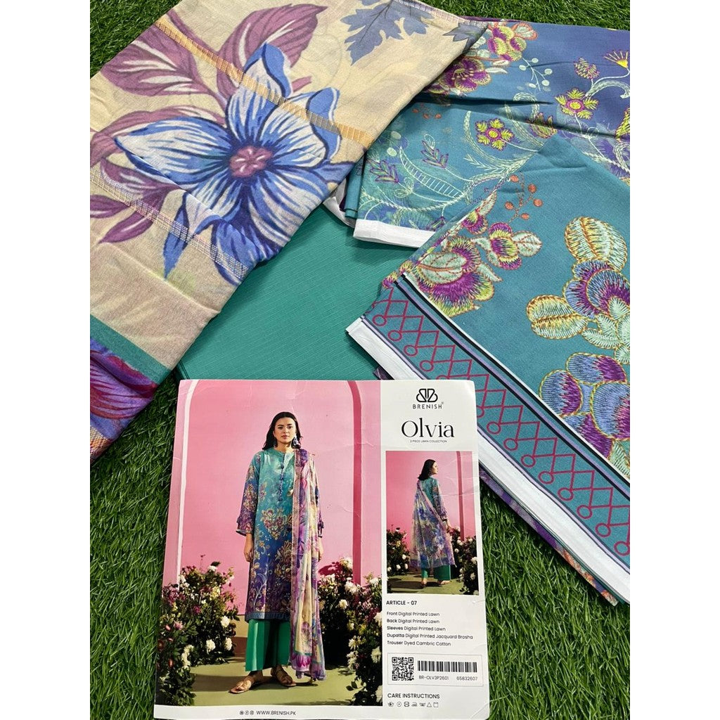 OLVIA 3-Piece Unstitched Digital Printed Lawn Suit by BRENISH