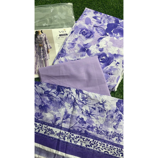 SAYA Unstitched Printed Lawn 3 Piece