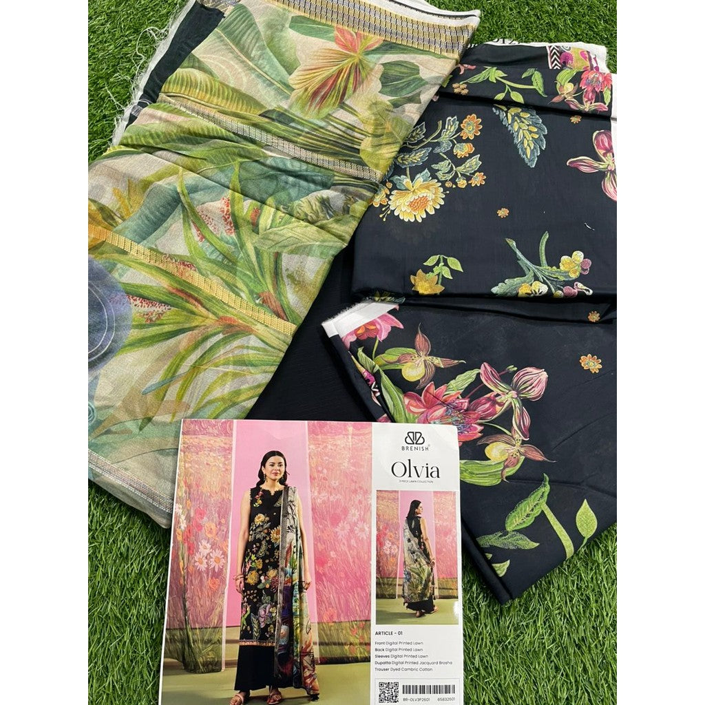 OLVIA 3-Piece Unstitched Digital Printed Lawn Suit by BRENISH