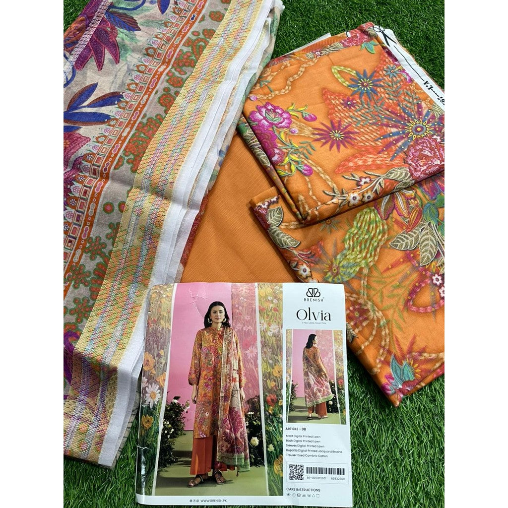 OLVIA 3-Piece Unstitched Digital Printed Lawn Suit by BRENISH