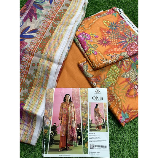 OLVIA 3-Piece Unstitched Digital Printed Lawn Suit by BRENISH