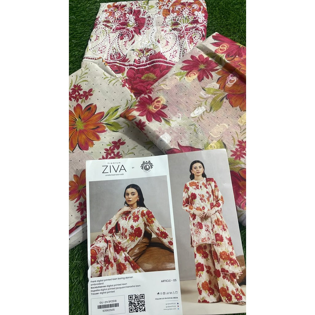 Ziva Premium Unstitched Lawn Edit By GULJEE GU-ZIV3P2518