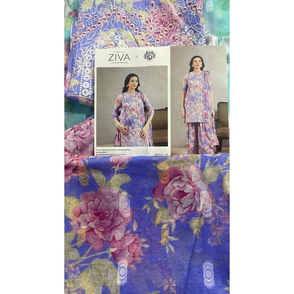 Ziva Premium Unstitched Lawn Edit By GULJEE GU-ZIV3P2518