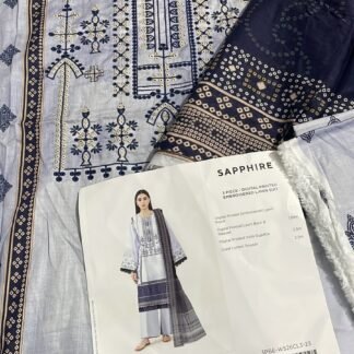 Sapphire 3-Piece Digital Printed Embroidered Lawn Suit